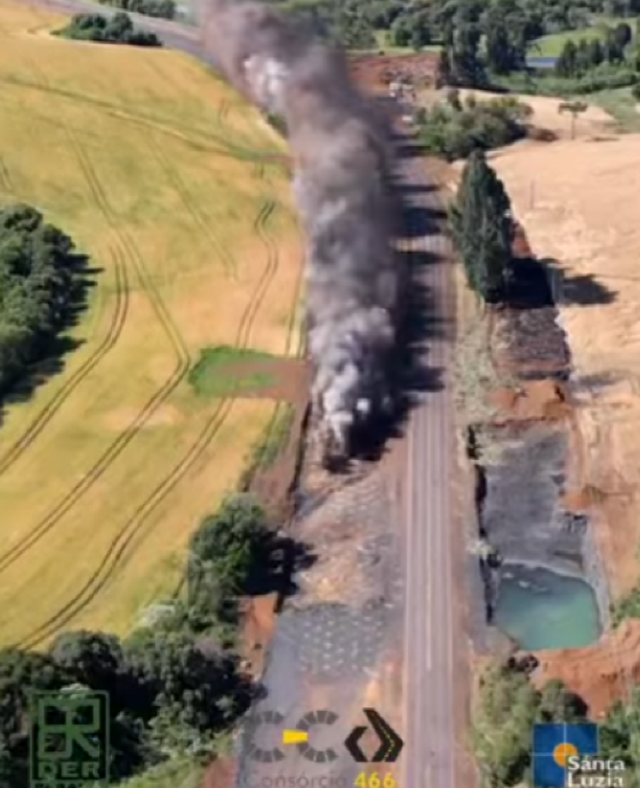 Veja como foi a detonação de rochas na PR 466 nessa terça (21)